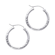 14K Gold 2mm Diamond Cut Hoops