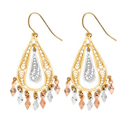 14K Gold Filigree Chandelier Earrings