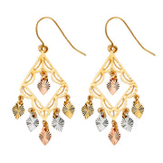 14K Gold Filigree Chandelier Earrings