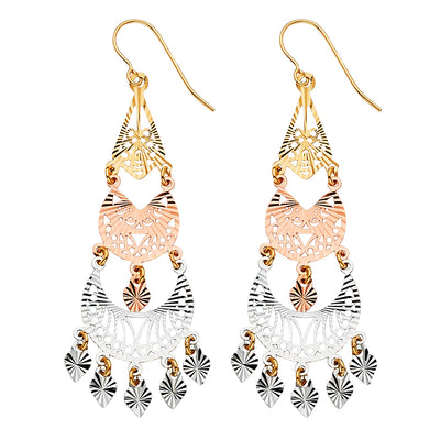 14K Gold Filigree Chandelier Earrings