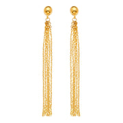 14K Gold Multi Chain Tassle Dangle Earrings