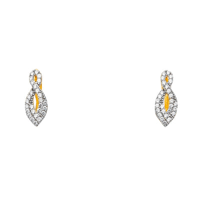14K Gold CZ Stone Earrings
