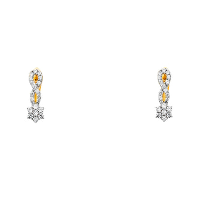 14K Gold CZ Stone Flower Earrings
