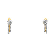 14K Gold CZ Stone Flower Earrings