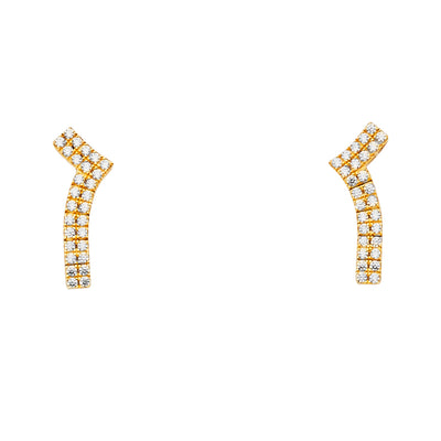 14K Gold CZ Stone Earrings