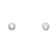 14K Gold Round Solitaire CZ Stone Earrings