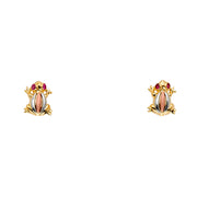 14K Gold Frog Earrings