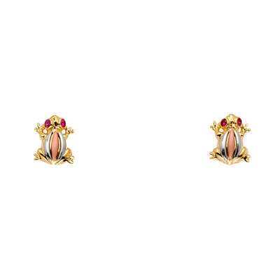 14K Gold Frog Earrings