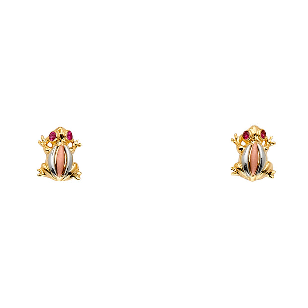 14K Gold Frog Earrings