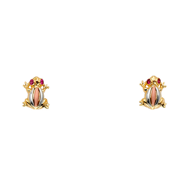 14K Gold Frog Earrings