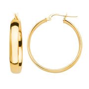 14K Gold Round Hollow Chunky Hoops