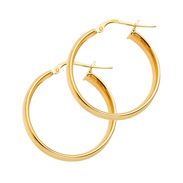 14K Gold Round Hollow Chunky Hoops