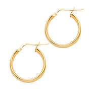 14K Gold Round Hollow Chunky Hoops