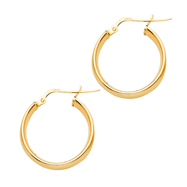 14K Gold Round Hollow Chunky Hoops