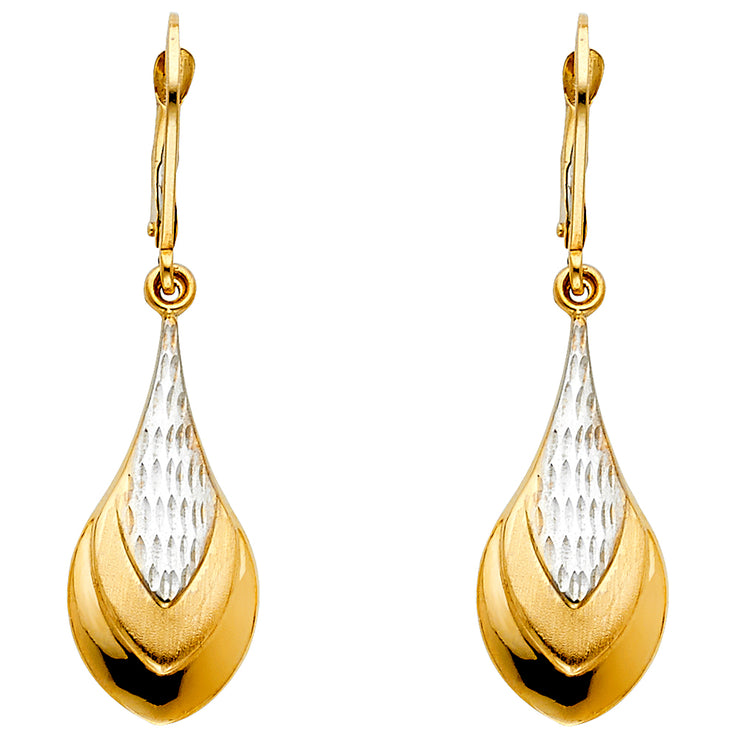 14K Gold Teardrop Hanging Earrings