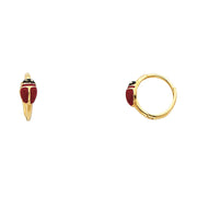 14K Gold Ladybug Huggie Hoops