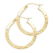 14K Gold 1.5mm Diamond Cut Satin Endless Hoops