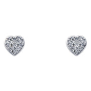 14K Gold Heart CZ Stone Earrings