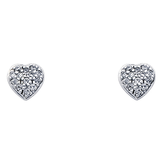 14K Gold Heart CZ Stone Earrings