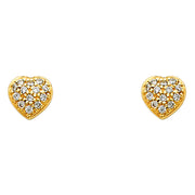 14K Gold Heart CZ Stone Earrings