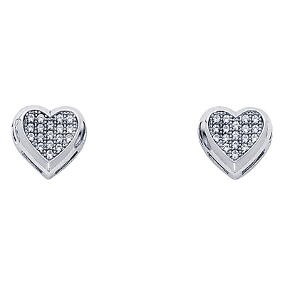 14K Gold Heart CZ Stone Earrings