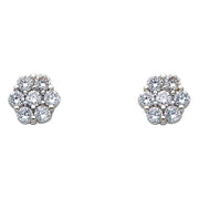 14K Gold Flower CZ Stone Earrings