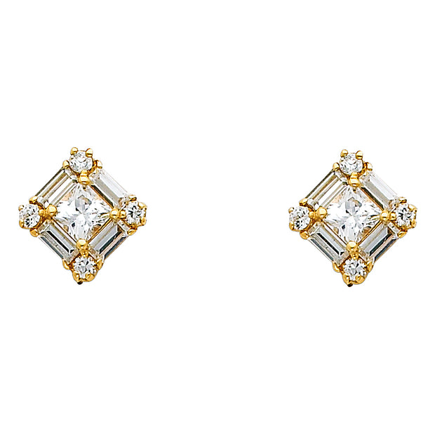 14K Gold CZ Stone Earrings