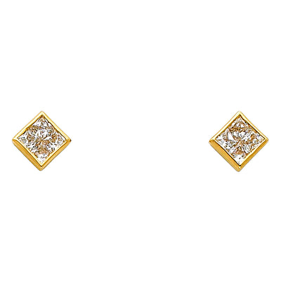 14K Gold CZ Stone Earrings