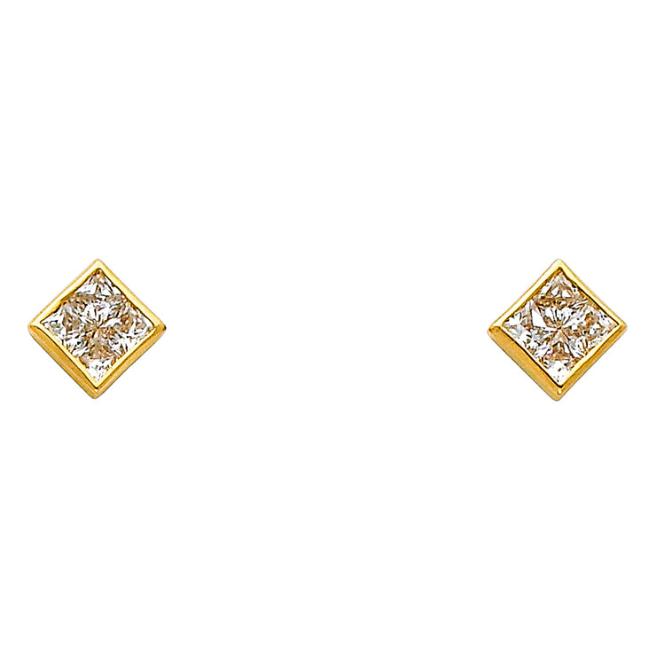 14K Gold CZ Stone Earrings