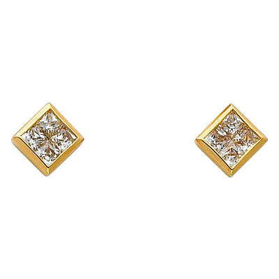 14K Gold CZ Stone Earrings