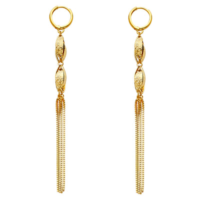 14K Gold Fancy Beaded Tassel Hanging Earrings