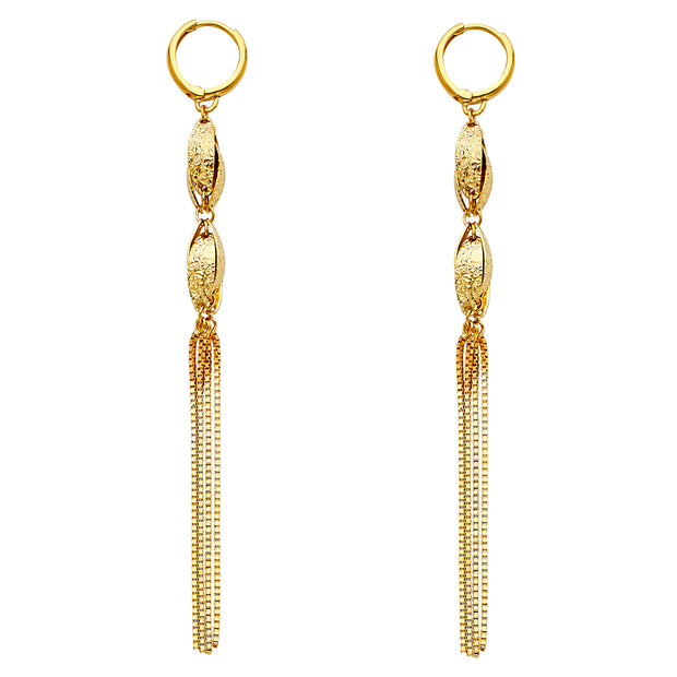 14K Gold Fancy Beaded Tassel Hanging Earrings