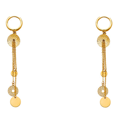 14K Gold Fancy Circle Earrings