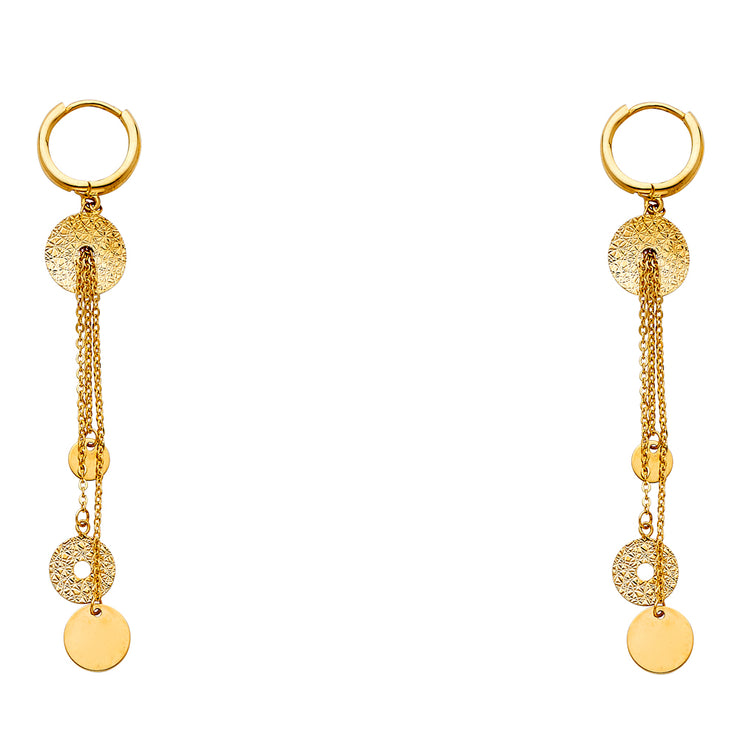14K Gold Fancy Circle Earrings
