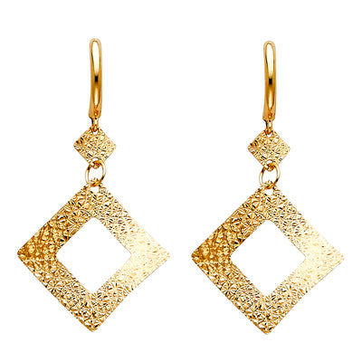 14K Gold Diamond cut Earrings