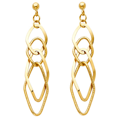 14K Gold Fancy Dangle Earrings