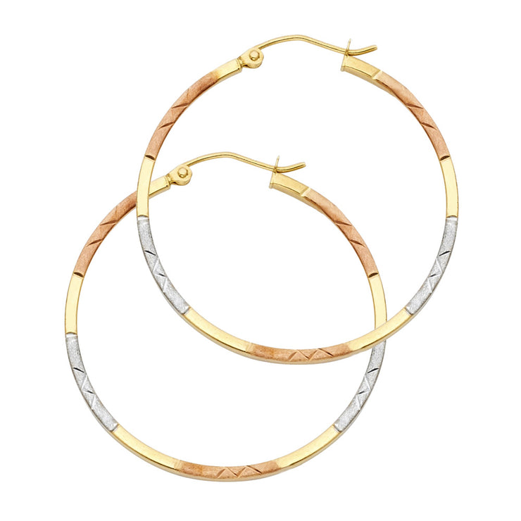 14K Gold 1.5mm Diamond Cut Tube Hoops