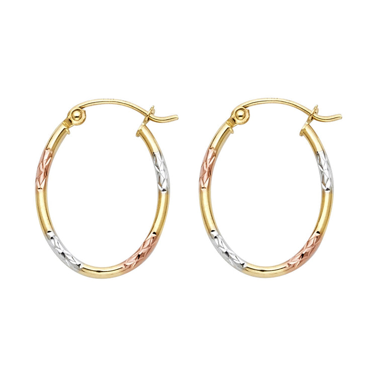 14K Gold 1.5mm Diamond Cut Tube Hoops