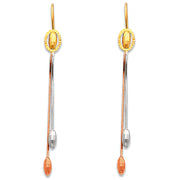 14K Gold Tassel Bead Dangle Earrings