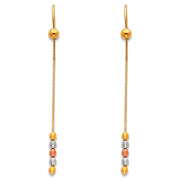 14K Gold Tassel Bead Dangle Earrings