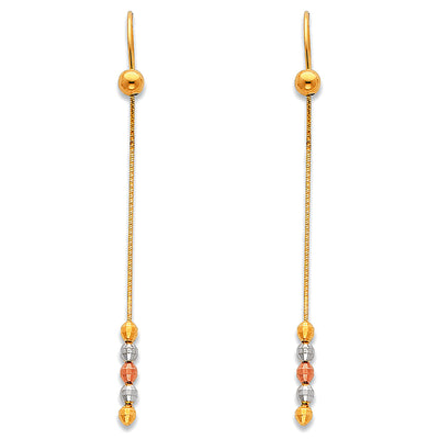 14K Gold Tassel Bead Dangle Earrings