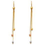 14K Gold Tassel Bead Dangle Earrings