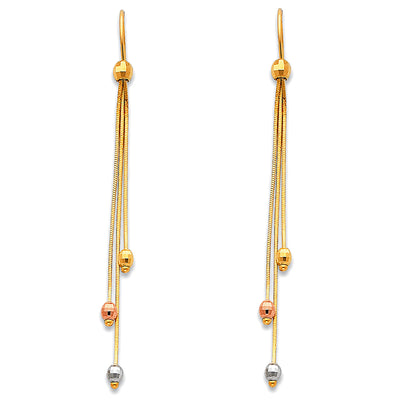 14K Gold Tassel Bead Dangle Earrings