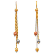 14K Gold Tassel Bead Dangle Earrings