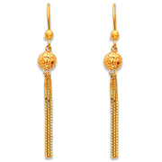 14K Gold Diamond Cut ball Dangle Earrings
