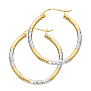 14K Gold 1.5mm Diamond Cut Tube Hoops