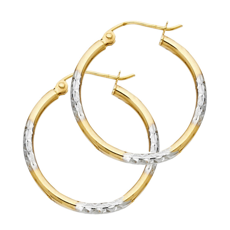 14K Gold 1.5mm Diamond Cut Tube Hoops