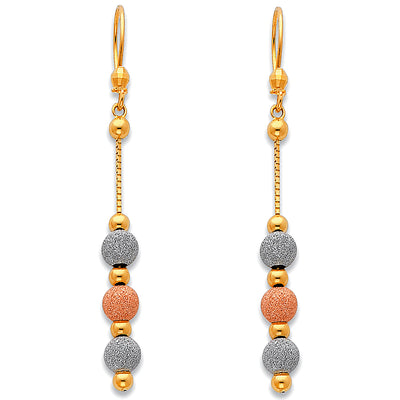 14K Gold Fancy Bead Dangle Earrings