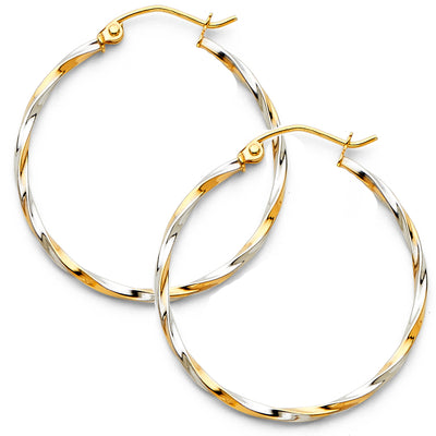 14K Gold 1.5mm Twisted Tube Hoops
