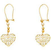 14K Gold Open Heart Earrings